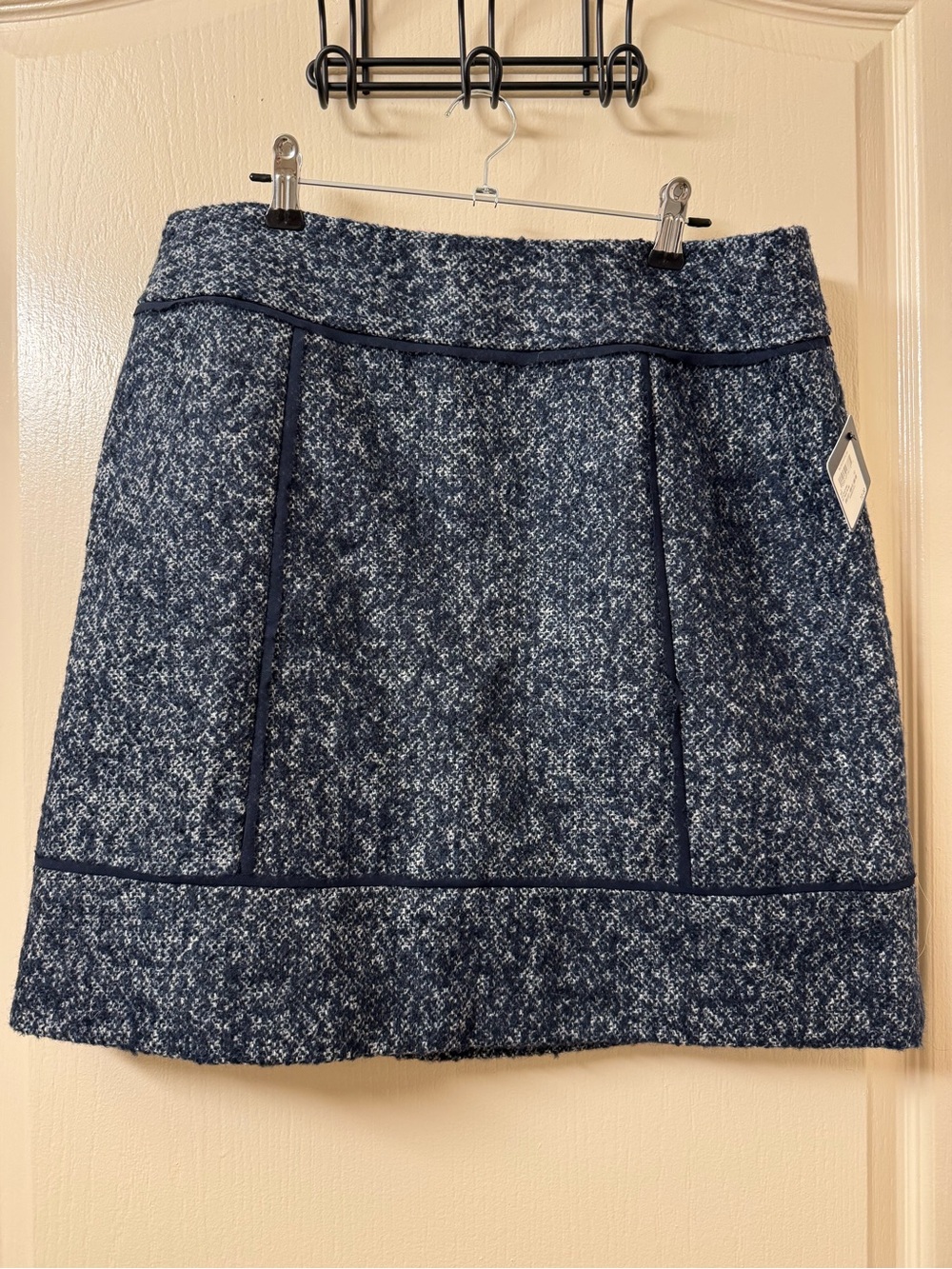 Halogen Nordstrom Navy Tweed Piped A-Line Mini Skirt Size 12